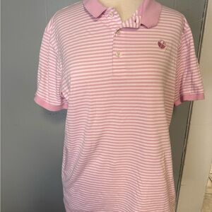 Arnold Palmer Pink Striped Polo Shirt. Size large